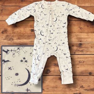 Giggle Starry Night Baby Sleeper 3–6M Pima Cotton Zip Footed Pajamas Moon Stars